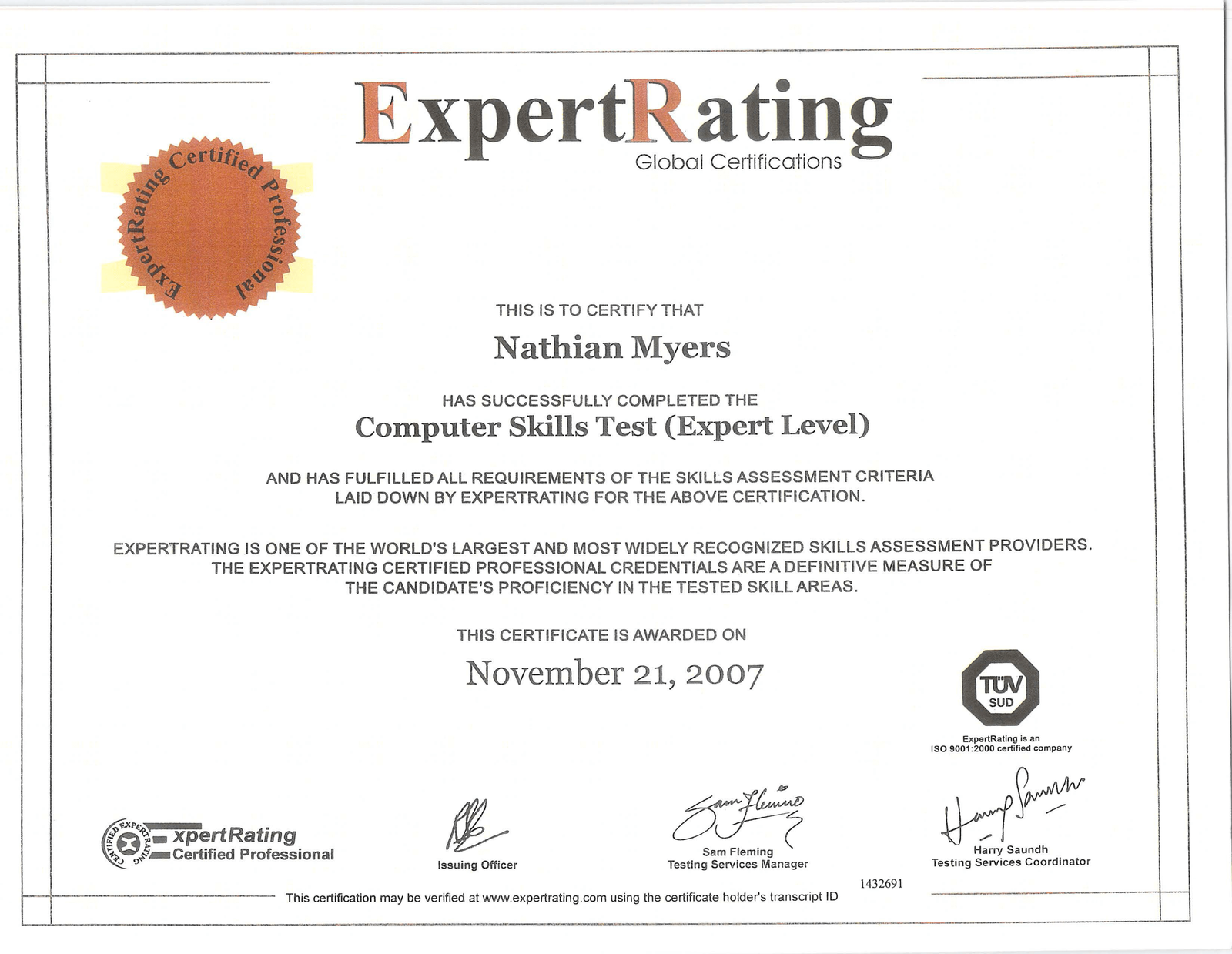 Computer Skills Certification Computer Skills Certification