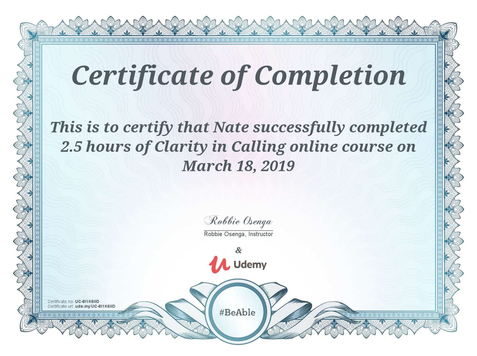 Clarity in Calling Certification Clarity in Calling Certification